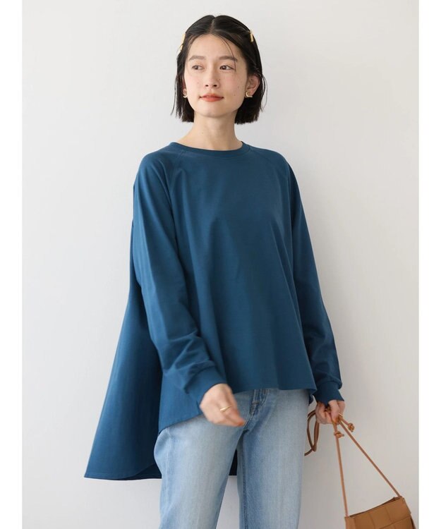 AMERICAN HOLIC バックフレアミニ裏毛チュニック Blue Green