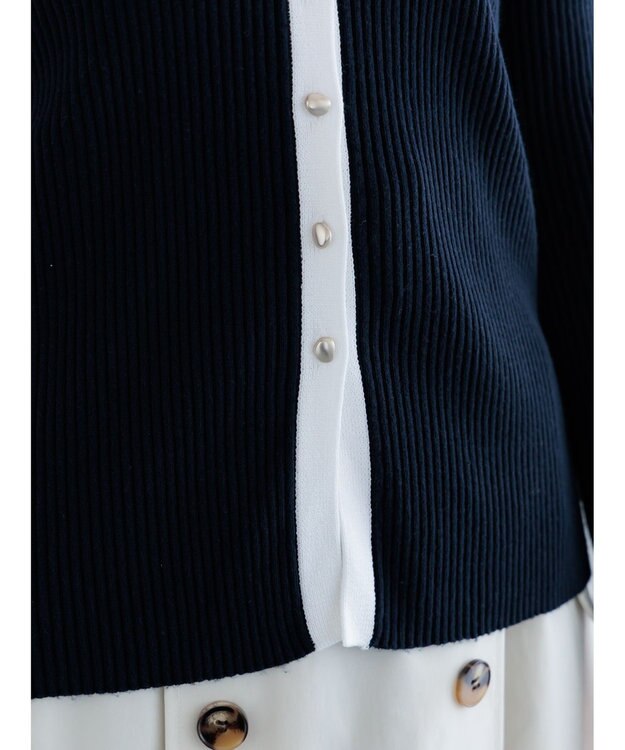 Te chichi リブVネックカーディガン ネイビー