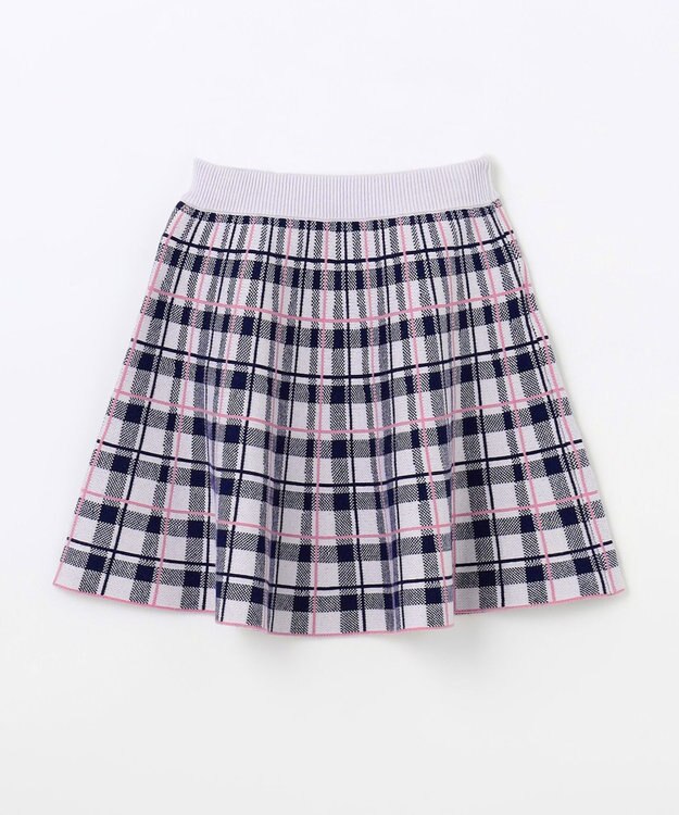 ANY KIDS しあわせタッチ ニット スカート ネイビーチェック