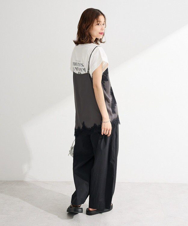 Green Parks レースドッキングサテンビスチェ Charcoal Gray