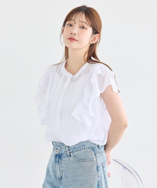 earth music&ecology ラッフルブラウス Off White
