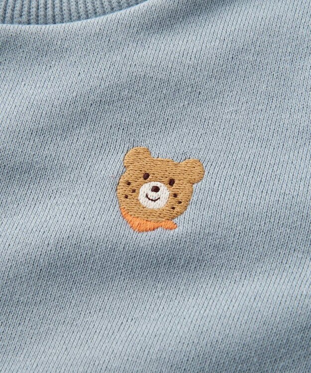 MIKI HOUSE HOT BISCUITS 【70-120cm】【Everyday Series】ワンポイント くすみカラー裏毛パイルトレーナー ストームブルー