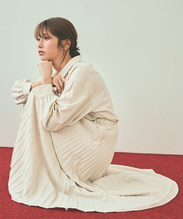 ANY SIS 【UVカット・アンチピリング・洗える】ウーステッドエステル  プリーツスカート アイボリー