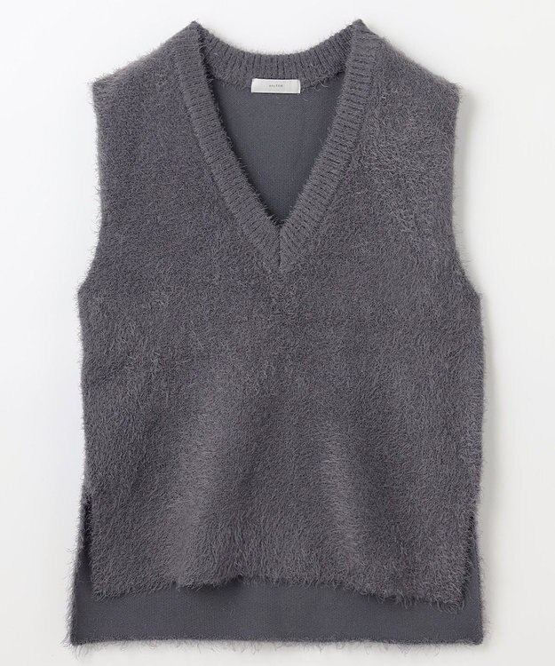 ANY L 【洗濯機可】フェザーニットベスト チャコール