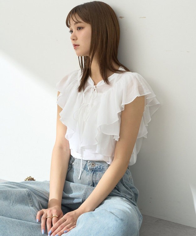 earth music&ecology ２ＷＡＹフリルブラウス White