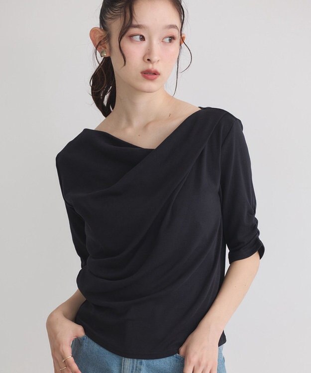 earth music&ecology ドレープデザインカットソー Black