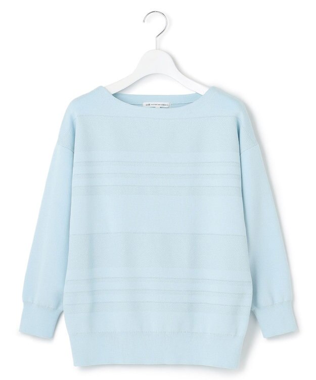 23区 【洗える】ラスターコットンポリエステル ニット スカイブルー系