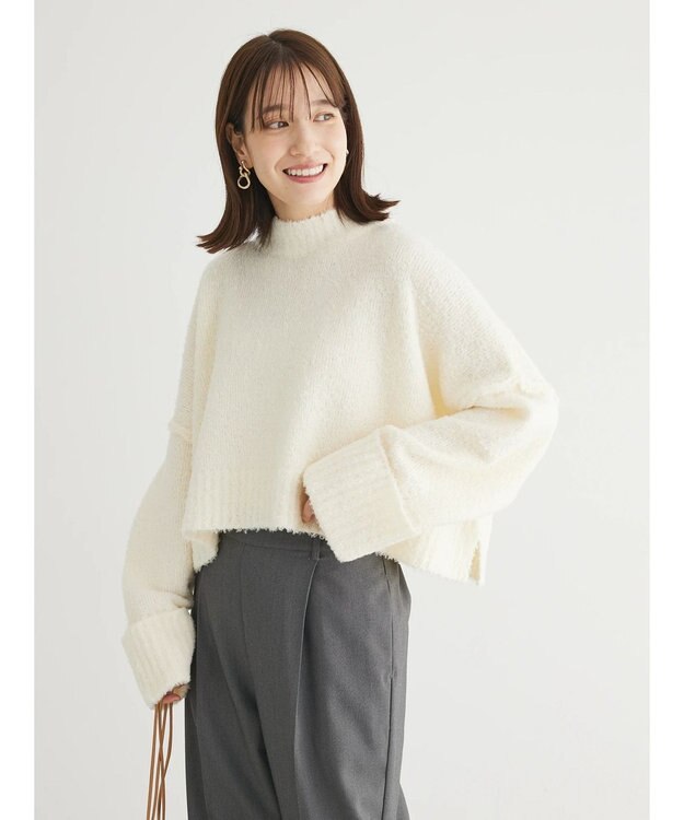 Green Parks ・Ｐｅｔｉｔ　Ｆｌｅｕｒ　ブークレワイドニット Off White