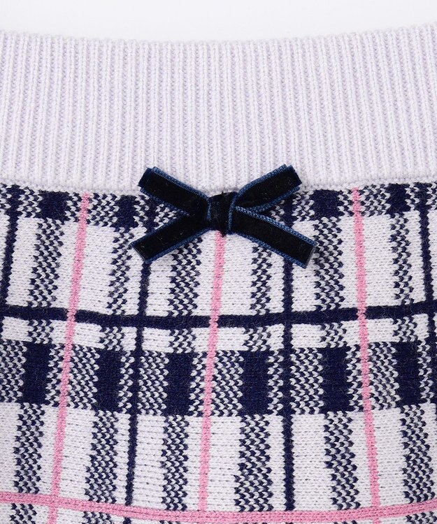 ANY KIDS しあわせタッチ ニット スカート ネイビーチェック