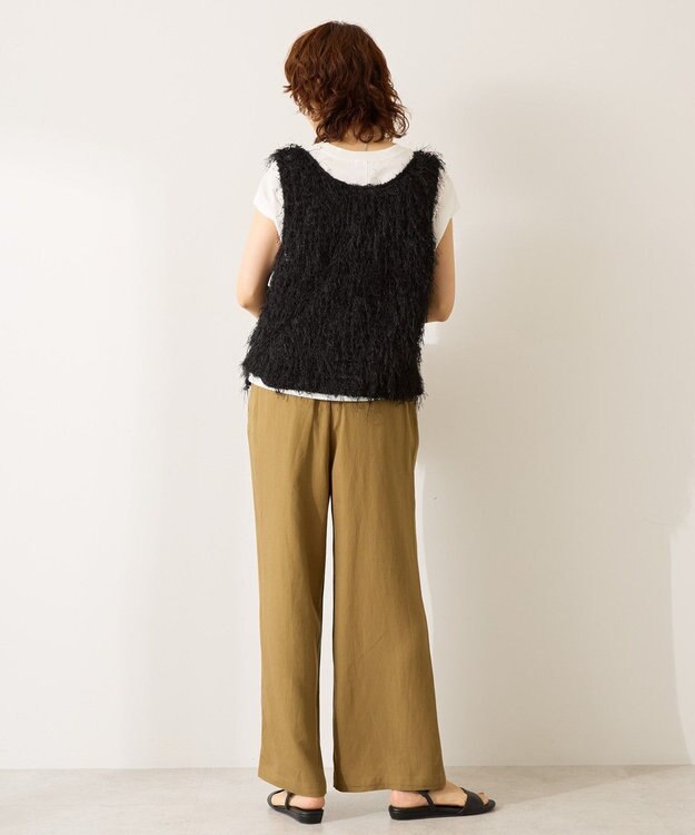 AMERICAN HOLIC 【前後2way】サイドスリットシャギーベスト Black