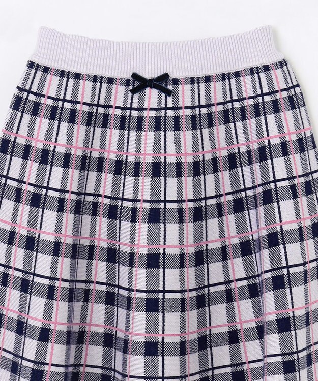 ANY KIDS しあわせタッチ ニット スカート ネイビーチェック