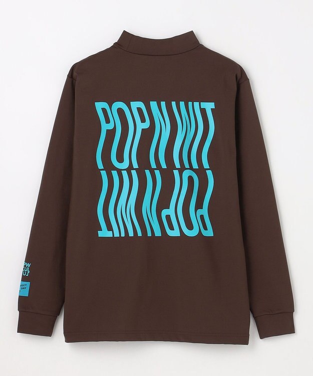 PW CIRCULUS 【裏起毛であたたか】【MEN】WAVY LOGO  裏起毛ロングスリーブモックネックT ゴルフ ダークブラウン系