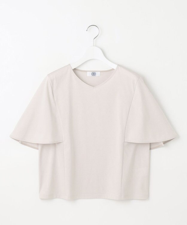 J.PRESS LADIES 【洗える・接触冷感】プレーティングジャージー ケープ風 カットソー グレージュ系