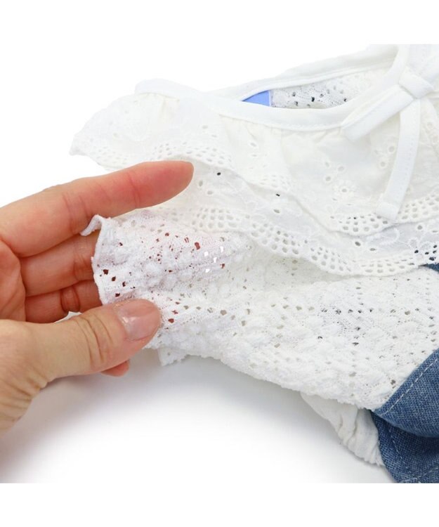 PET PARADISE ペットパラダイス レース襟 スカートつなぎ 小型犬　 ホワイト×ネイビー