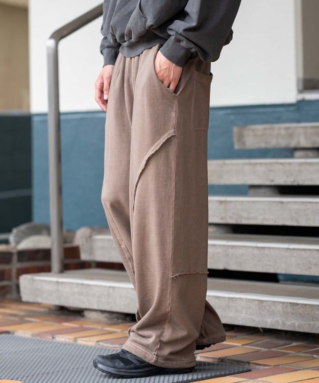 WEGO 【ユニセックス着用ITEM/ウエストゴム/MLサイズ展開】バルーン3Dスウェットパンツ ブラウン