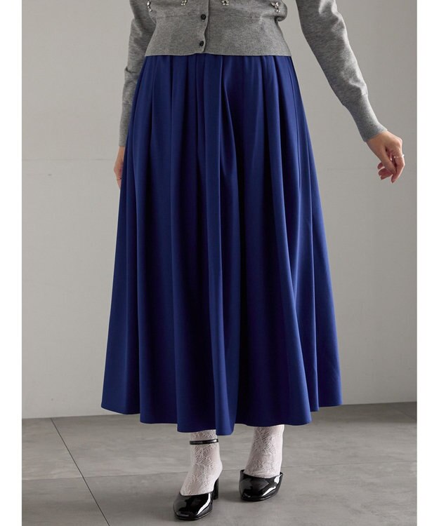 Te chichi フラッフィーツイルタックフレアスカート ブルー