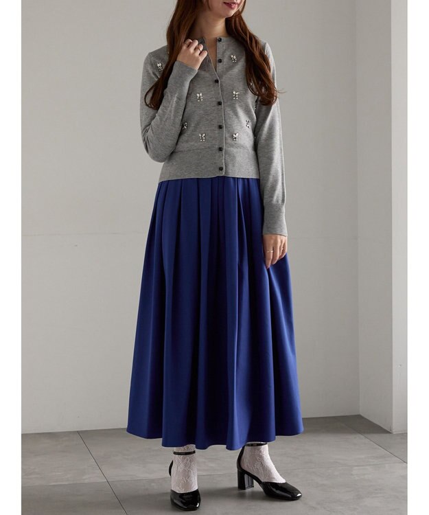 Te chichi フラッフィーツイルタックフレアスカート ブルー