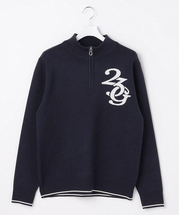 23区GOLF 【MEN】ロゴグラフィックもちもちニット ネイビー系