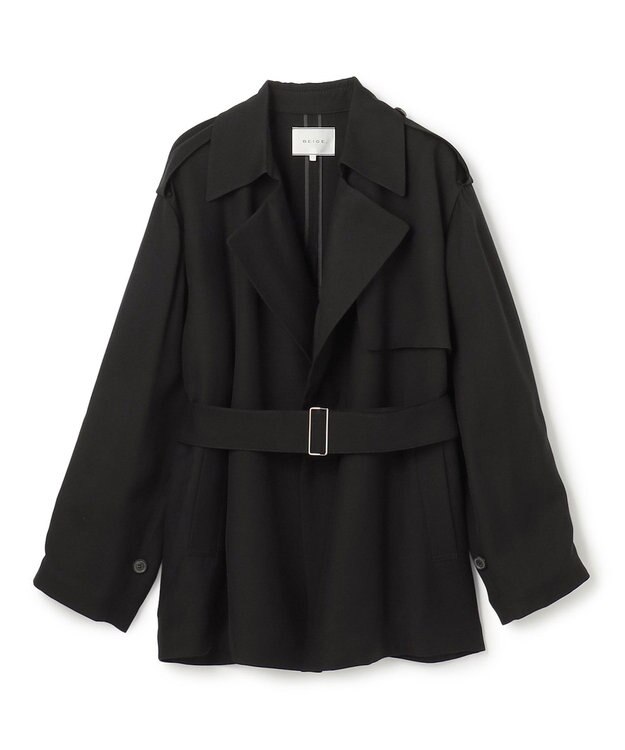 BEIGE， VESZELYITE / ラップショートトレンチコート Black