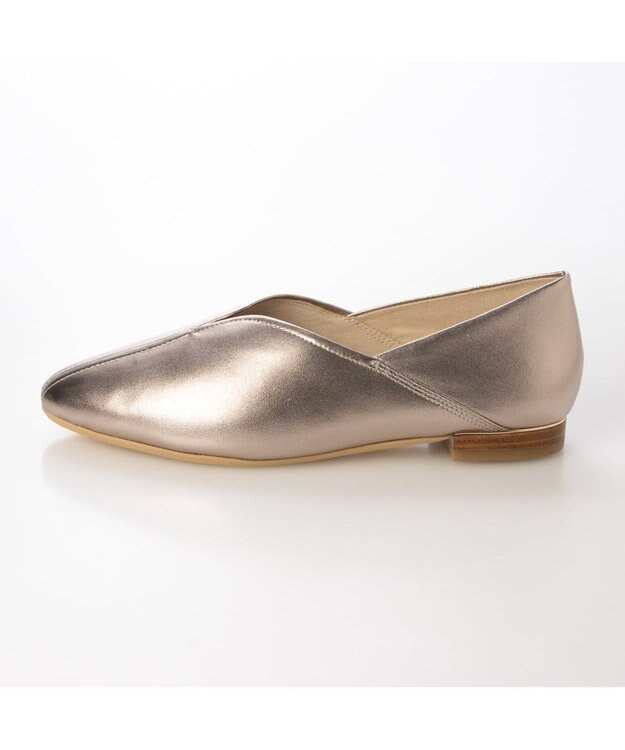 ing <ing>Vカットフラットシューズ ゴールド