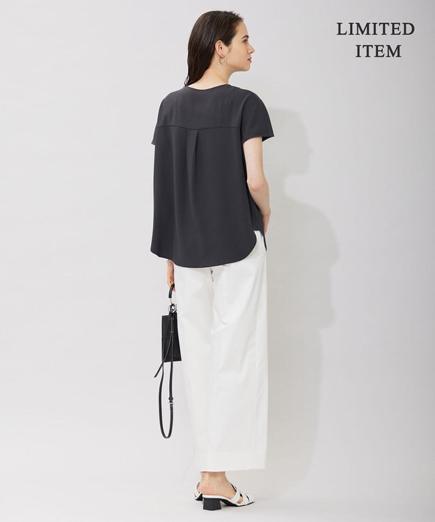 ICB L 【WEB限定・洗える】BackSatinGeorgette ブラウス グレー系