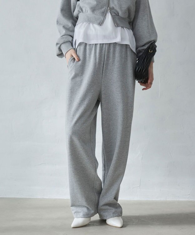 WEGO 【ウエストゴム/XSSMサイズ展開】スウェットワイドパンツ 杢グレー