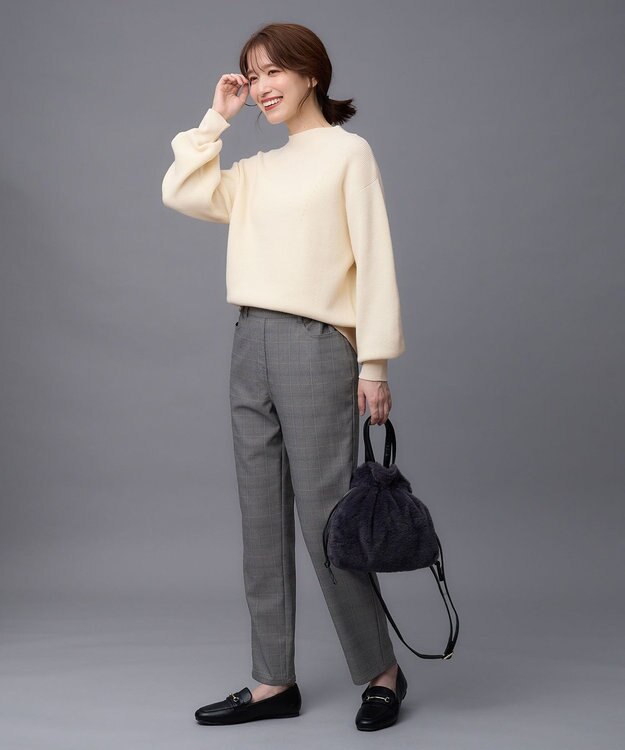 ANY 【ストレッチ/ガードル効果/裏起毛/ウエストゴム】大人の7daysウォームタッチパンツ チェック