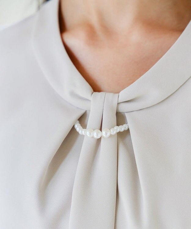 Tiaclasse 【ダブルクロス】2wayボウタイ風ブラウス グレージュ