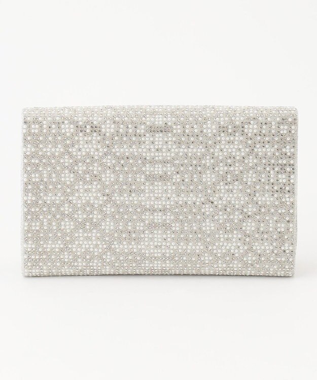 GRACE CONTINENTAL パターンラインストーンクラッチバッグ シルバー