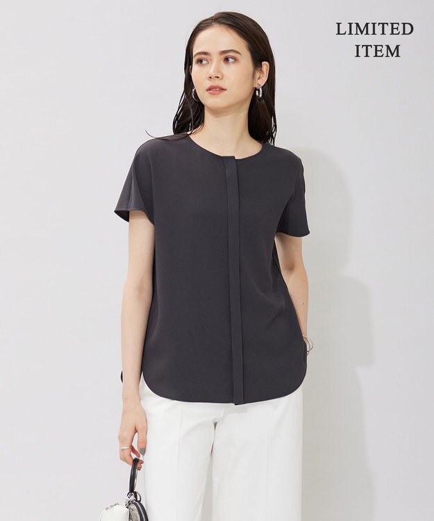 ICB L 【WEB限定・洗える】BackSatinGeorgette ブラウス グレー系