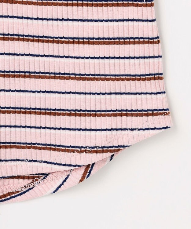 ANY テレコラウンドヘムタンクトップ ピンクベース