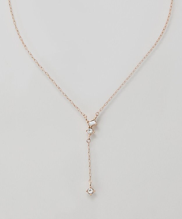 Phoebe 【金属アレルギー対応】ラディアンスビジューYラインネックレス　シャンパンゴールド シャンパンゴールド