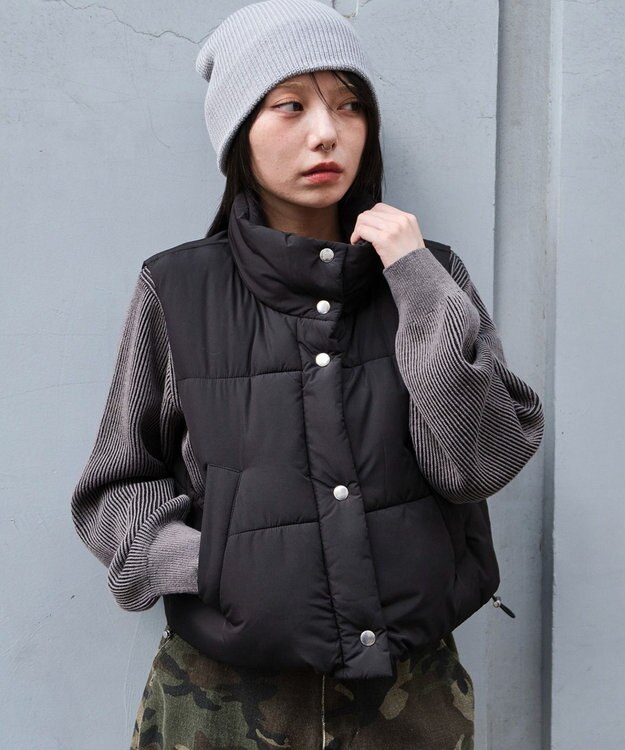 WEGO 【25年秋冬新作】ショートパファーベスト ブラック