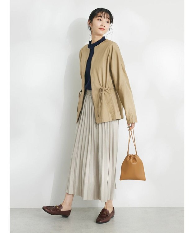 CRAFT STANDARD BOUTIQUE コットンギャバジンノーカラーＺＩＰブルゾン Beige