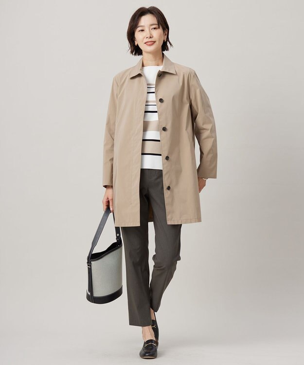 J.PRESS LADIES S 【洗える・撥水】ポリアーティローザ シングル トレンチコート モカ系