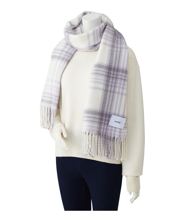 MOONBAT estaa パフィーラメストール グラデーションチェック／手洗い可 ラベンダー