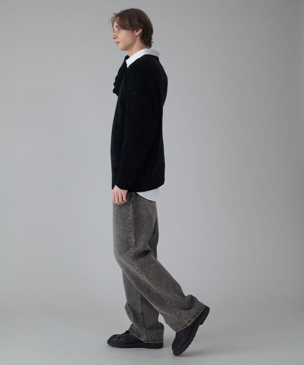 WEGO 【ユニセックス着用ITEM/MLサイズ展開】ベロアモールプルオーバー ブラック