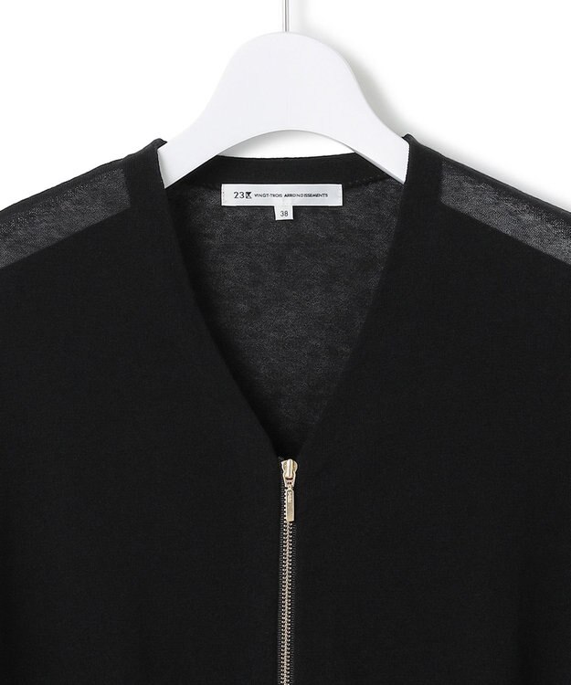 23区 【一部店舗限定/洗える】ライトシアーニット ジップカーディガン ブラック系