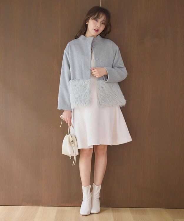 Feroux ツイードジャンパースカート アイボリー系