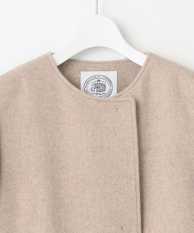 J.PRESS LADIES 【WEB限定カラーあり】ブレンドビーバー ノーカラー コート ベージュ系