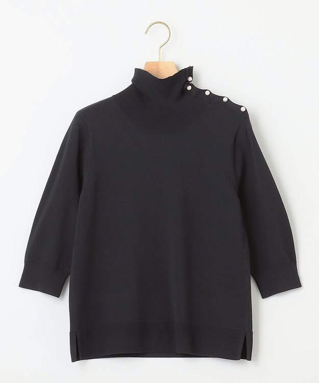 組曲 MINA六分袖タートルネック ニット ブラック系