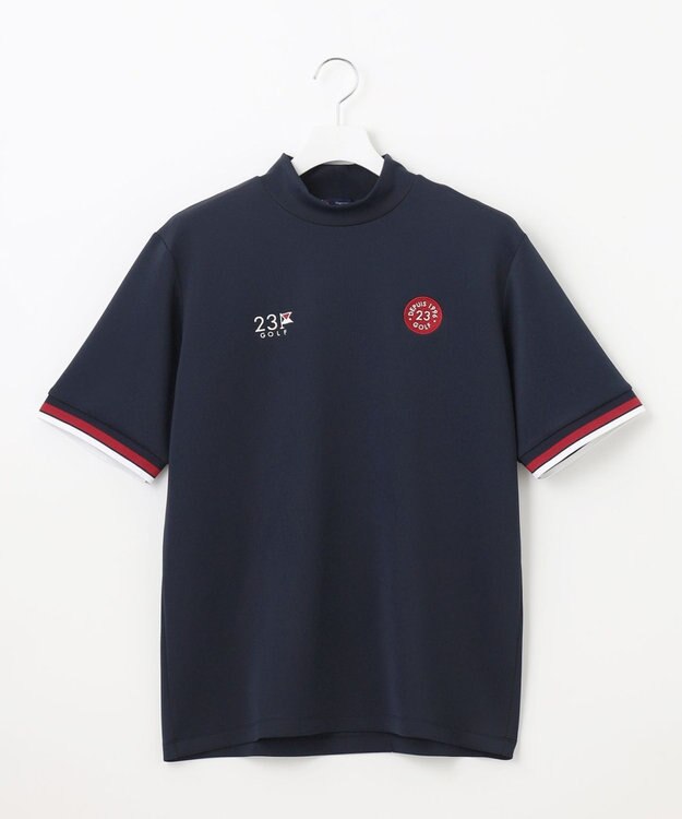 23区GOLF 【MEN】【吸水速乾・UVケア】袖ライン モックネックシャツ ネイビー系