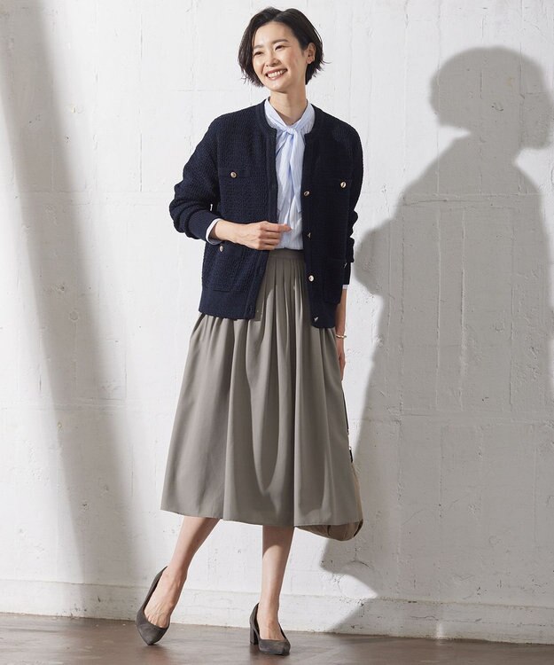 J.PRESS LADIES L 【洗える】DAILY TWEED ニット アウター ネイビー系
