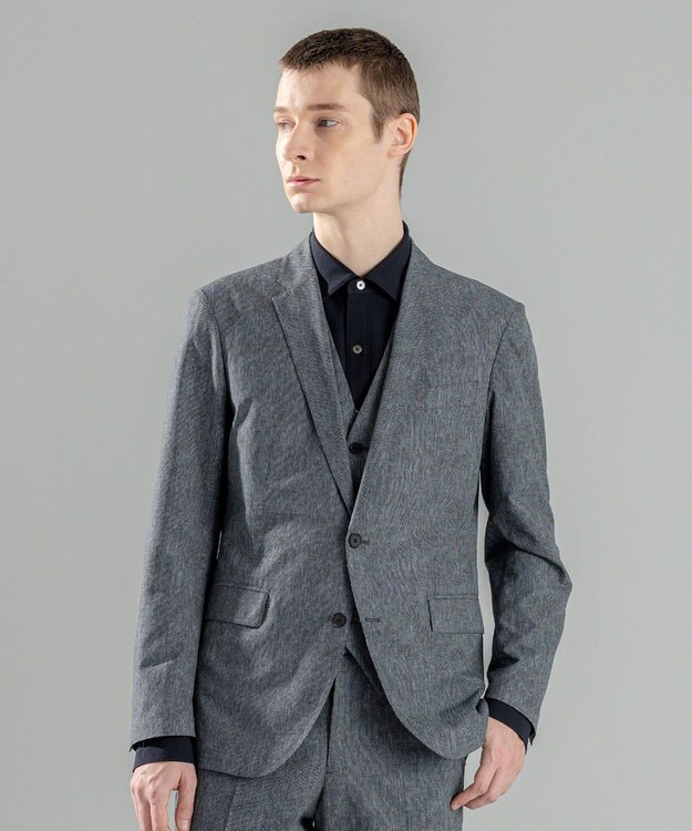 JOSEPH HOMME 新型・新柄【洗える/ストレッチ/シワになりにくい/セットアップ対応可】クールドッツストレッチ 　ジャケット ライトグレー系