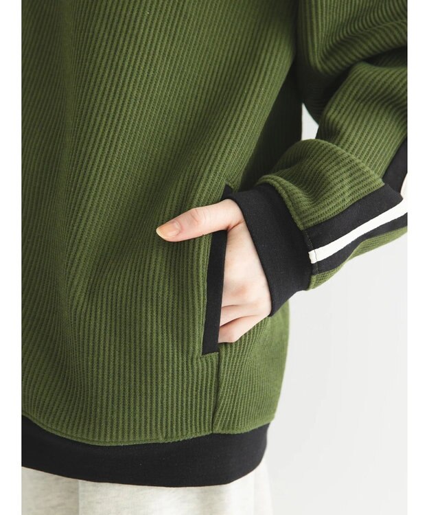 CRAFT STANDARD BOUTIQUE 【リサイクル】ラインカーディガン Khaki