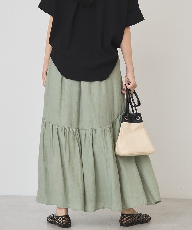 AMERICAN HOLIC 楊柳ギャザーボリュームフレアスカート Khaki