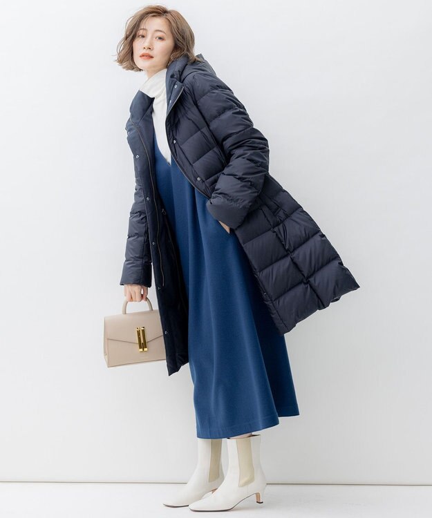 23区 L 【VERY掲載/新色追加】シレータフタ ロング ダウンコート ネイビー系