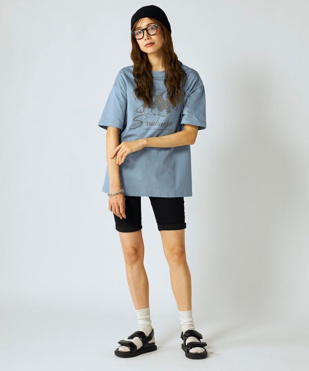 OP／FILA 【Ocean Pacific】かすれプリントTシャツ ブルー