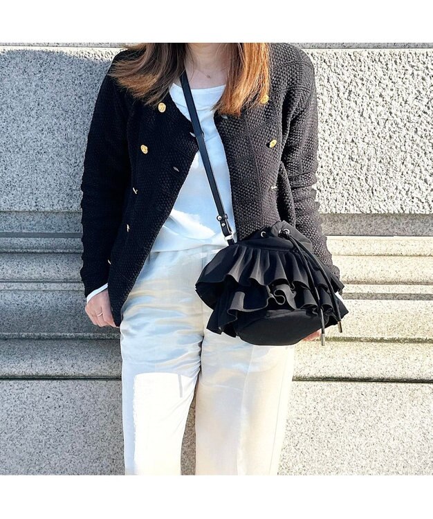 LA BAGAGERIE 【インスタグラマー chiyoさん×LA BAGAGERIE】フリルバケットバッグ ブラック