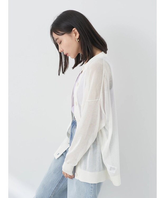 earth music&ecology シアーニットカーディガン White